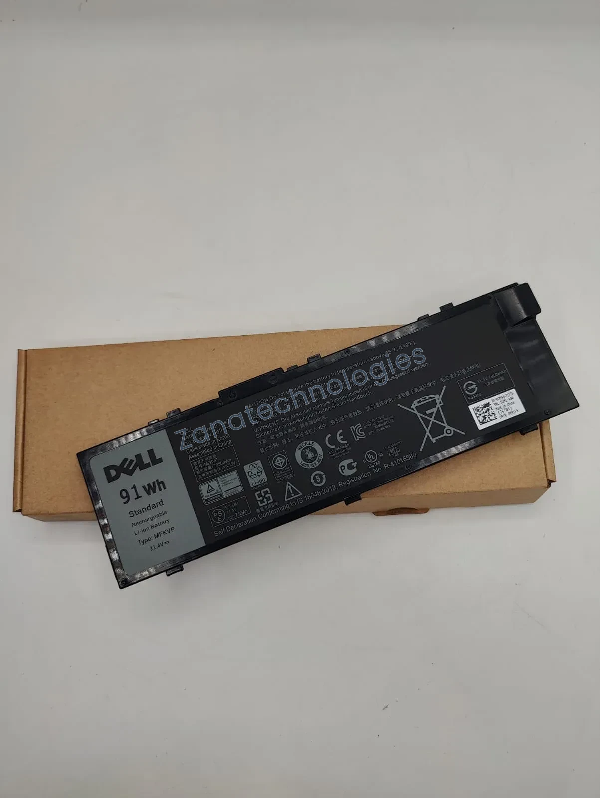 Angled view of the Dell MFKVP Battery