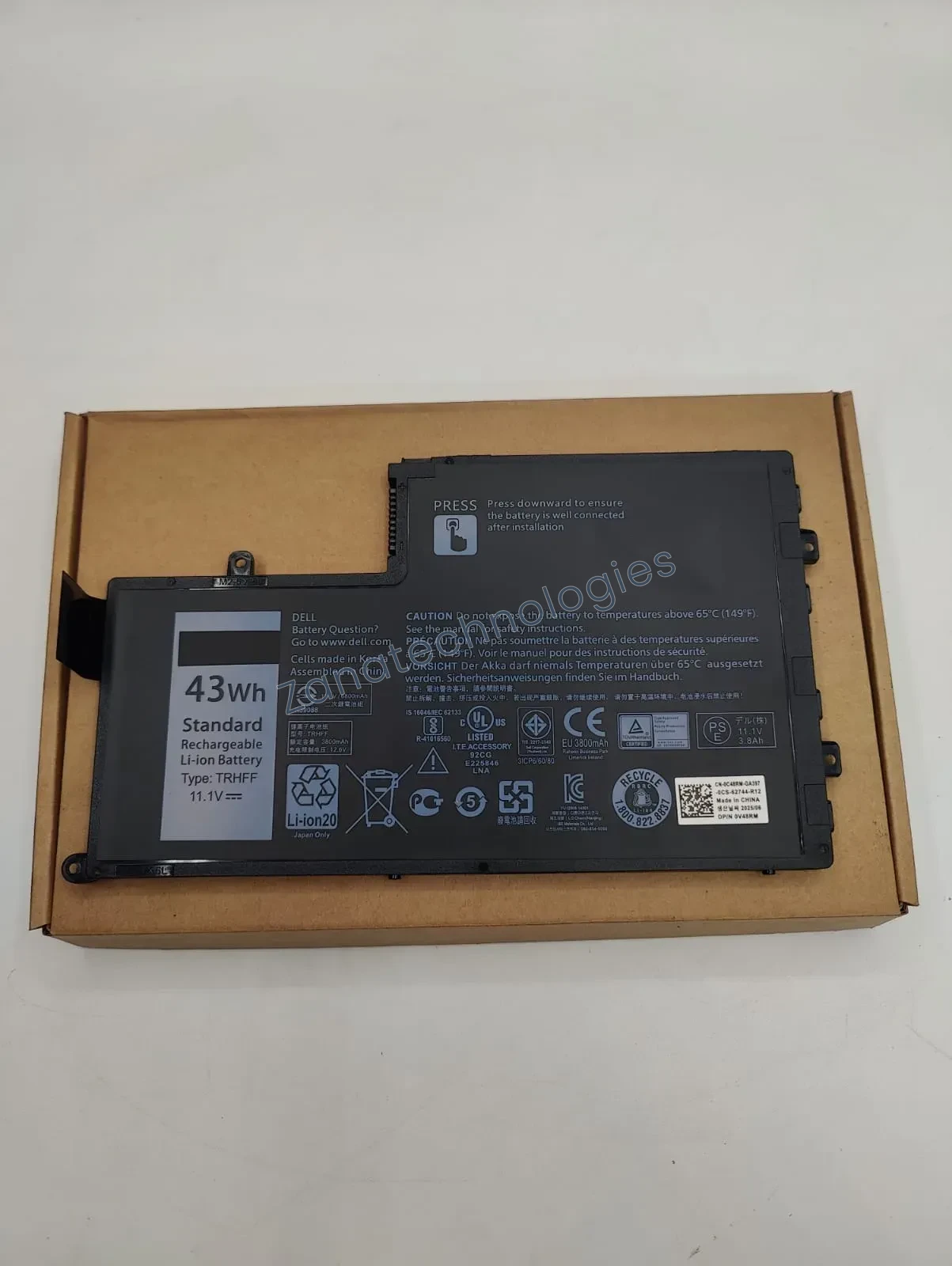 Angled view of the Dell TRHFF Battery