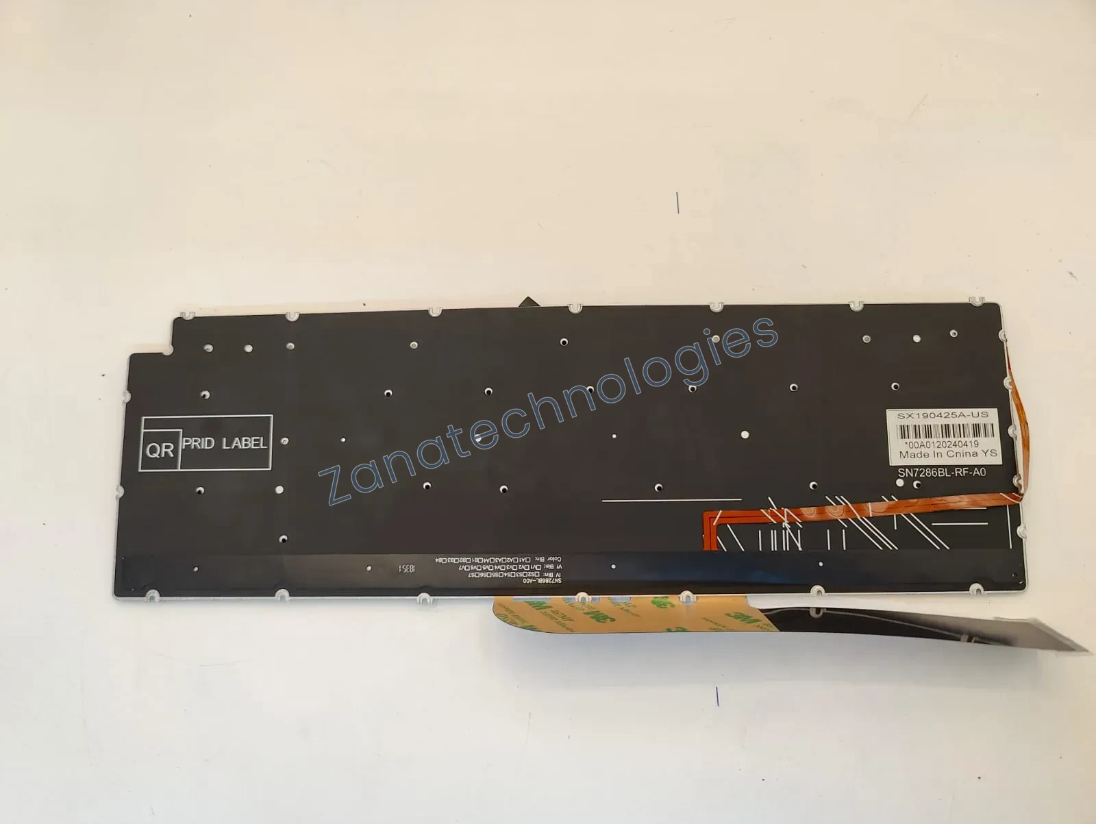 Angled view of the replacement backlit keyboard for Dell Inspiron 7590/7591 2-in-1