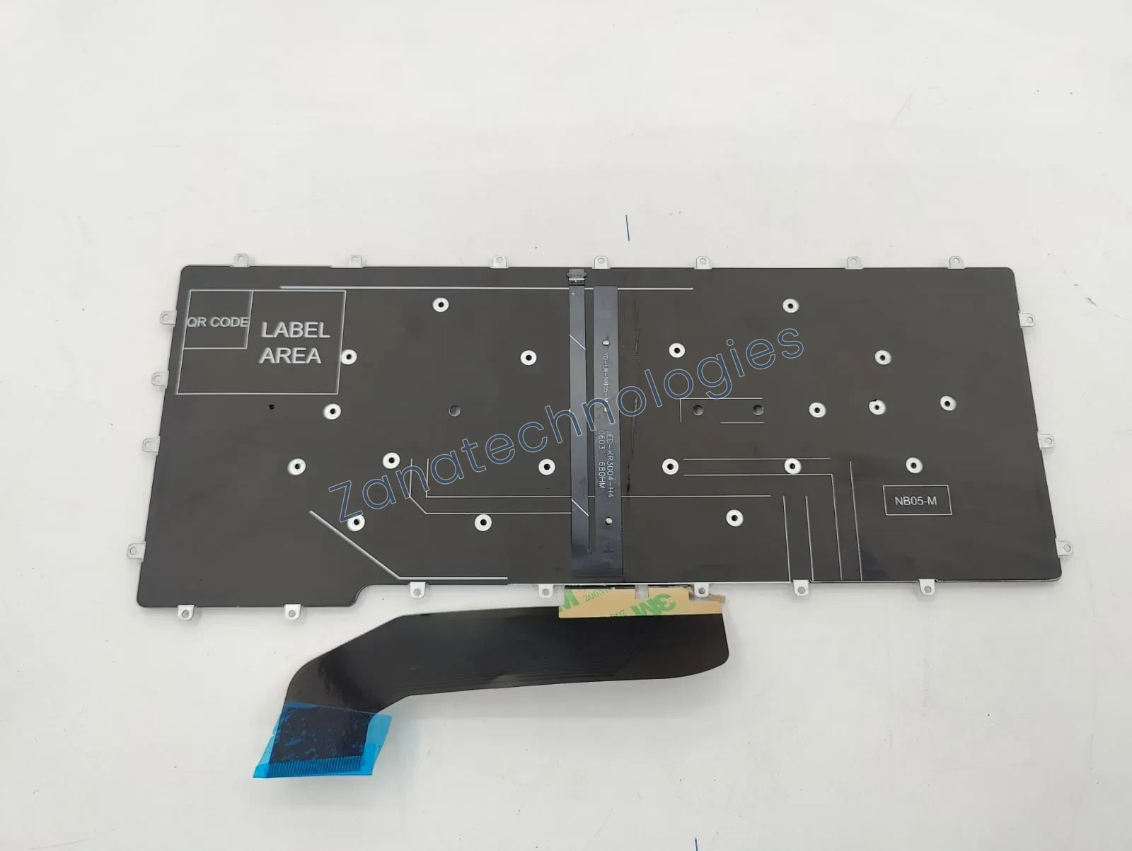 Angled view of the replacement non-backlit keyboard for Dell Latitude 7400 2-in-1
