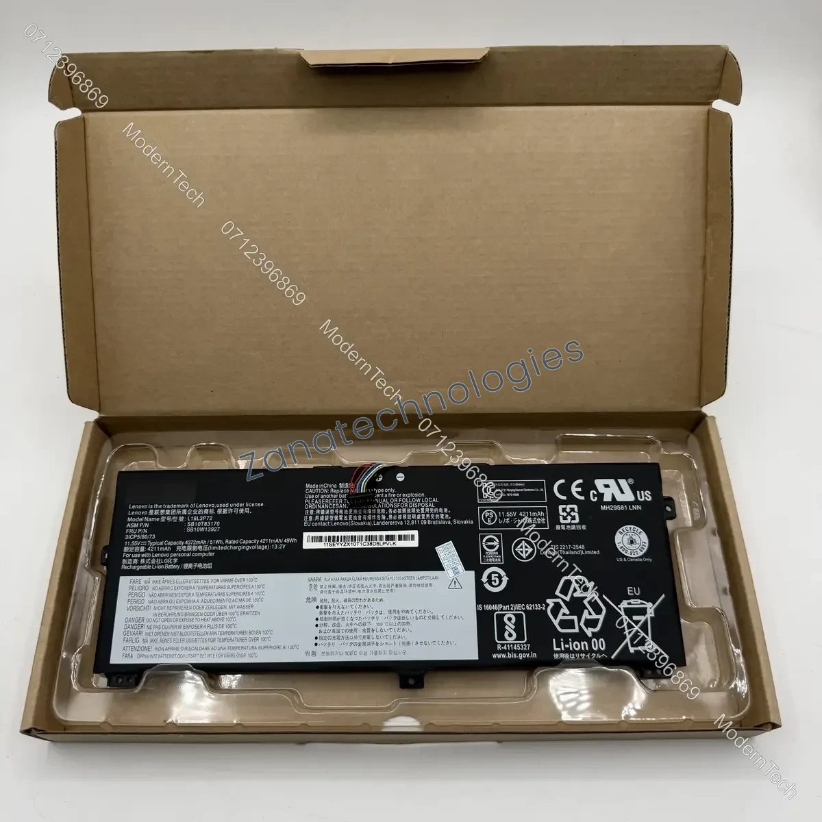 Lenovo L16C2PB2 Battery — side view