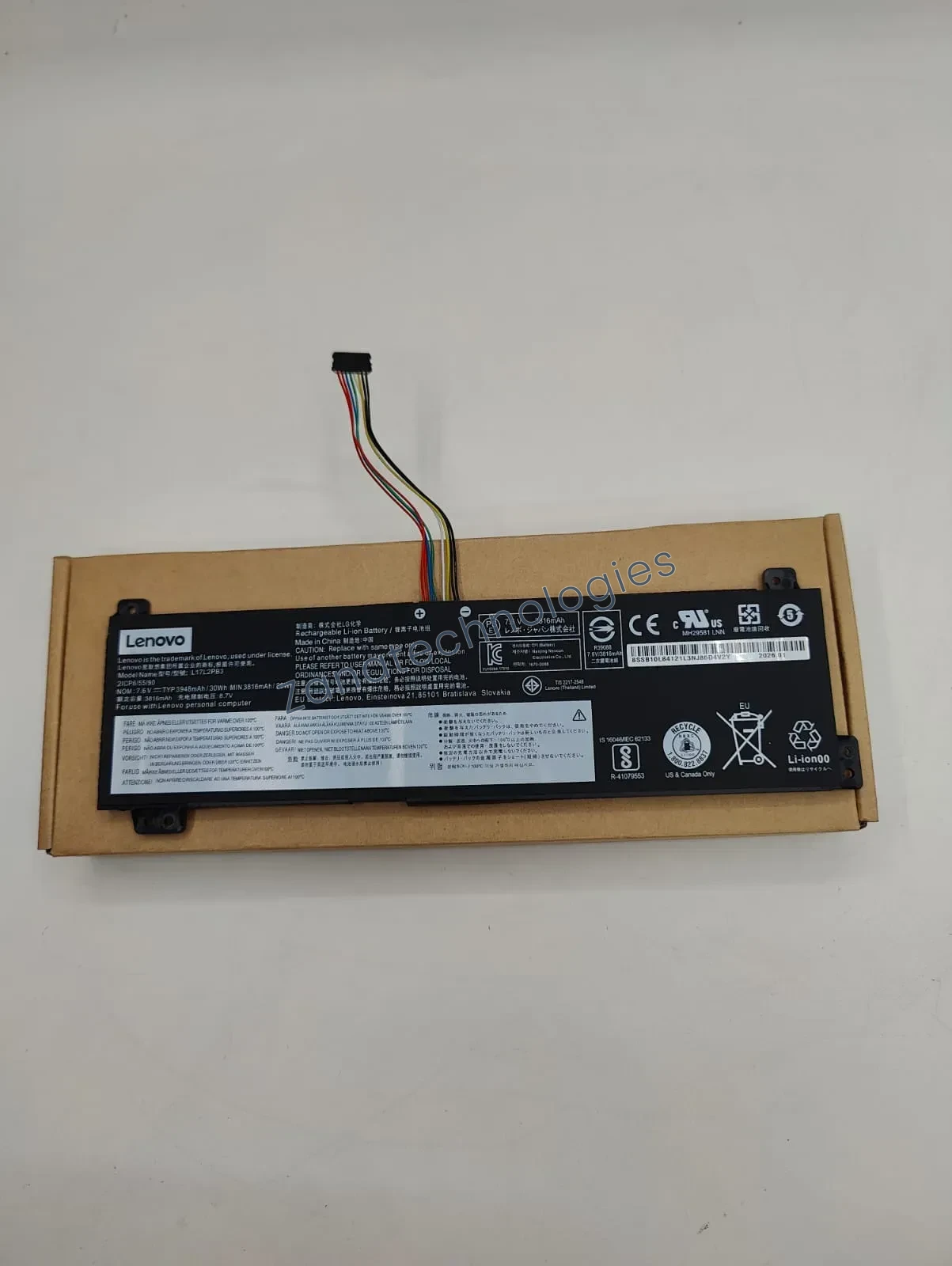 Angled view of the Lenovo L17M2PB3 Battery